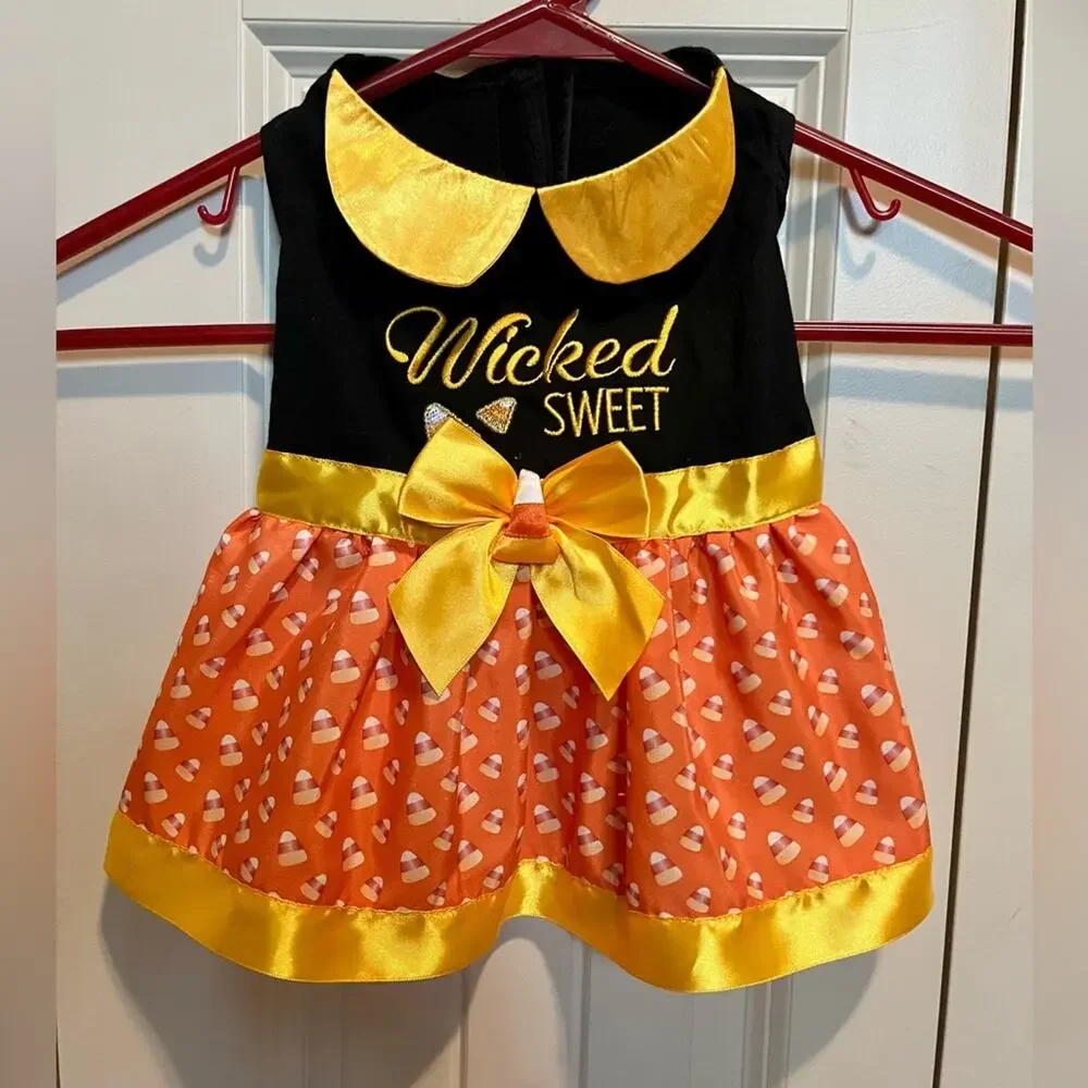 Bootique Wicked Sweet candy corn dog dress, size small
